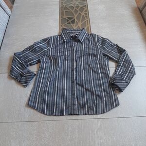 Apt. 9 Women's Black and White Striped Button Down Shirt